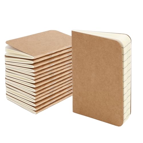 15pcs Small Pocket Notebook, 2.5 X 4 Small Pocket Notepad Tiny Mini Notebook, Passport Size Mini Composition Notebooks Pocket Sized Journal for Men, Traveler's Lined Diary Soft Memo Notepad Brown