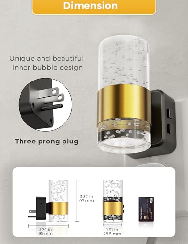 Image of Night Lights Plug into wall, Color Changing Night Light with Rotatable Plug, Dusk to Dawn Light Sensor and Adjustable Brightness, Elegant Design Night Light for Kids Bedroom,Bathroom, 2 Pack