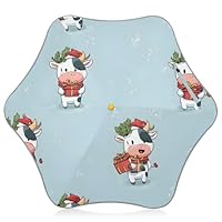 Cute Cartoon Cow Pattern Umbrella for Kids Boys Girls - Lightweight Folding Umbrellas for Rain - Durable Travel Kids Outdoor Umbrella for School Park & Beach