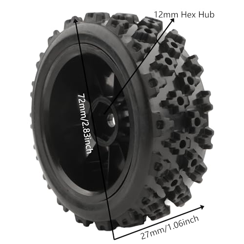 GDOOL 1/10 Scale On Road Rubber RC Tires Wheel Rims 12mm Hex Compatible with Tamiya TT01 TT02 XV01 Traxxas 4 Tec 2.0 Kyosho WR8 Sakura D3 WLtoys 144010 HPI Touring Racing Car
