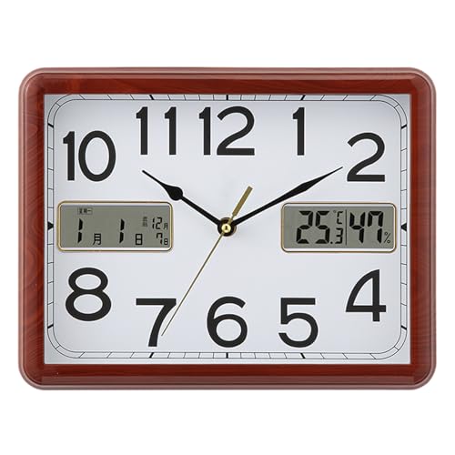 Horloge murale décorative rétro 28 cm sans bruit avec indicateur de température