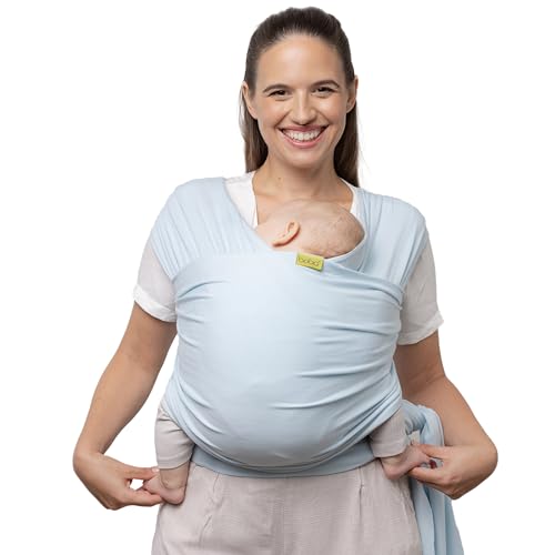 Image of Boba Baby Wrap Carrier - Original Baby Carrier Wrap Sling for Newborns - Baby Wearing Essentials - Newborn Wrap Swaddle Holder, Newborn to Toddler Infant Sling (Serenity Light Blue)