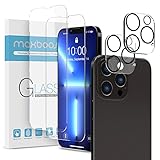 Maxboost 2 Pack Screen Protector Compatible for iPhone 13 Pro Max [6.7 inch] + 2 Pack Camera Lens Protector Tempered Glass Film HD/9H Hardness (w/Alignment Case Tool Included)