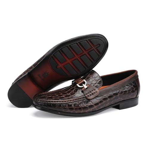 Image of Premium Dress Shoes for Men, Classic Alligator Printed Business Leather Dress Slip on Loafer Shoes for Mens