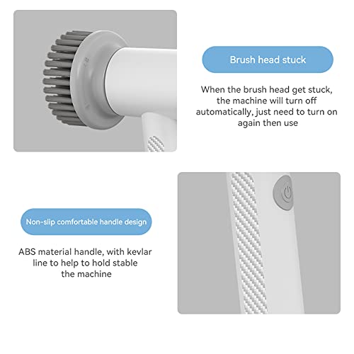Handheld Electric Brush, Electric Rotary Cleaning Brush Is An Efficient Cleaning Tool For Kitchen, Bathroom, Toilet, Fish Tank, Floor, Electric Cleaning Brush Rechargeable (White) #TOP7
