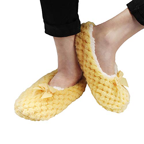 Image of BambooMN Women's Stripe Patterned Non-Slip Lined Travel Home Slippers - 2 Pairs