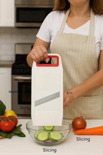 Image of 6-in-1 Vegetable Slicer for Kitchen, Slicer and Grater, Multi-Purpose Manual Slicer with Stainless Steel, Interchangeable Blades, Vegetable Cutter, Grater & Chopper for Home Use