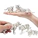 Toymany 6PCS Realistic White Tigers Figurines with Tiger Cubs, 2-6