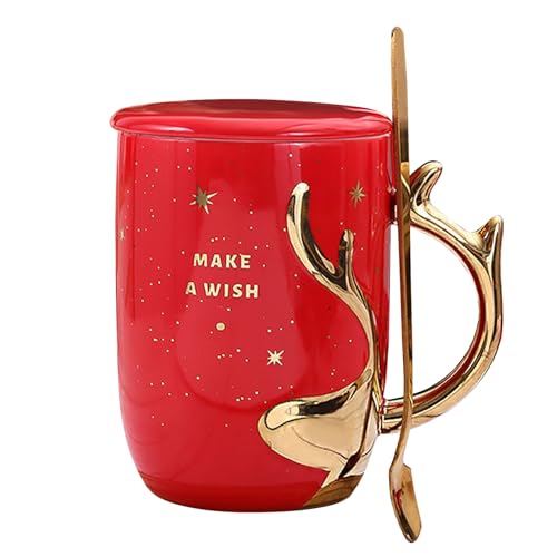 MIGIFTDY Taza de Café de Navidad con Cuchara y Tapa - Elegante Taza de Té de 400 ml para Mujer - Ideal para Fiesta Navideña (Rojo) MIGIFTDY Taza de Café de Navidad con Cuchara y Tapa - Elegante Taza de Té de 400 ml para Mujer - Ideal para Fiesta Navideña (Rojo)