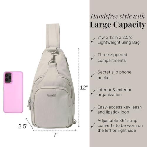 Image of Baggallini Women's Central Park Sling 12 inchx7 inch Crossbody Bag W /Convertible Adjustable Shoulder Strap