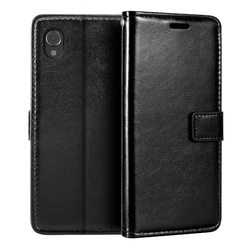 Shantime Leather Case Compatible with CAT S41, Business Design Magnetic Flip Cover with 3 Card Slots, Photo Frame, and Hidden Wallet(Black)