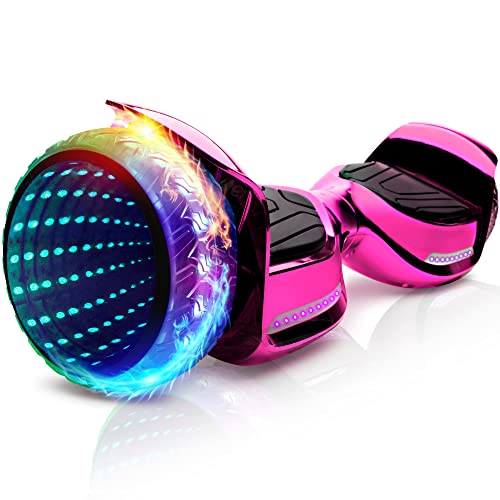 EMAXUSA, Hoverboard with 6.5" Full Light Up Wheels, Bluetooth Hover Board with Non-slip Footplates, UL2272 Safety Certified (Pink)