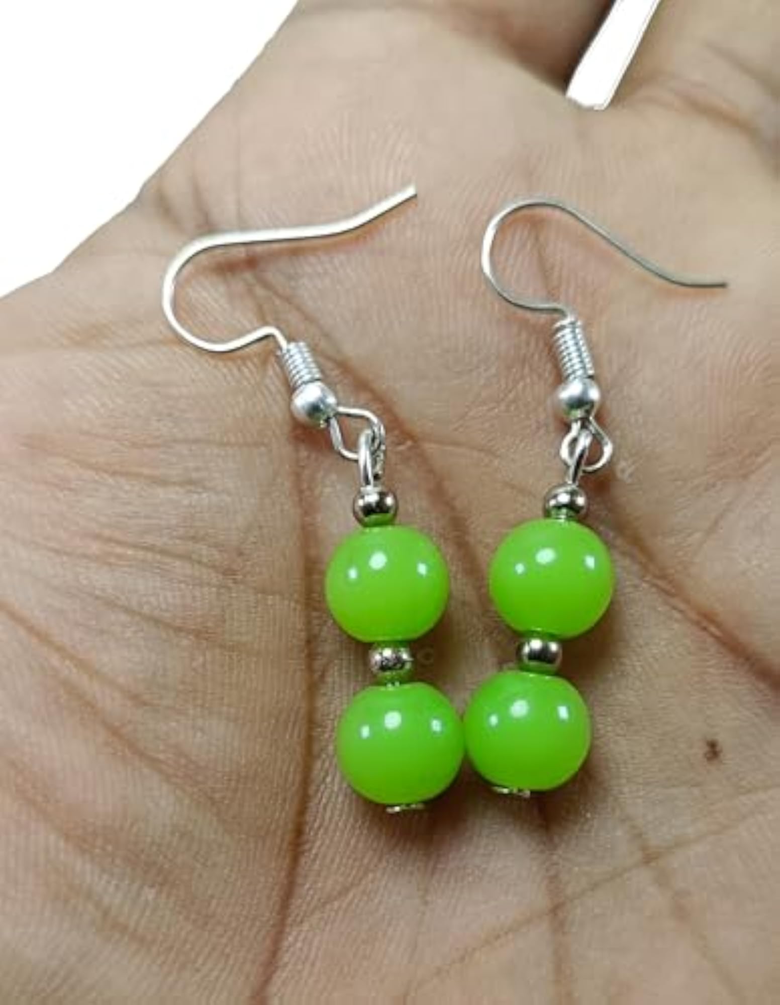 Serpentine Crystal Round Bead Earrings Set, Healing Gemstone