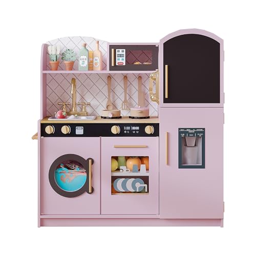 Treocho Wooden Toddler Kitchen Set Pink