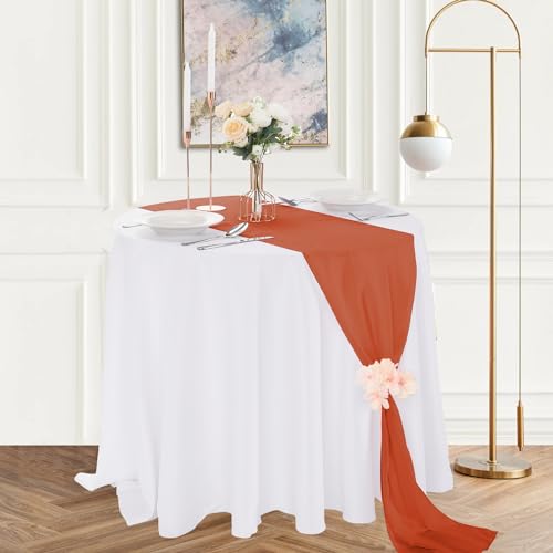 Cupuamon CTR-001 12 Pack Chiffon Table Runner 14X108 Inch Long 9Ft Sheer Table Runners thumb #5