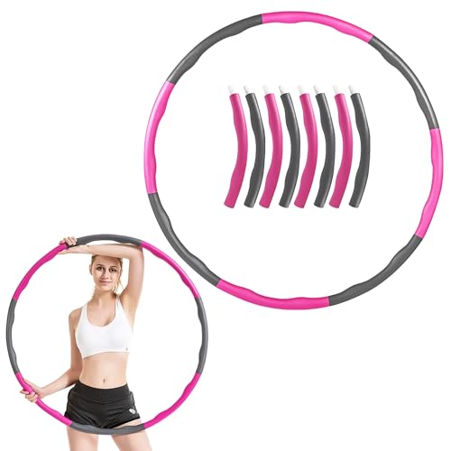 MuMu's Shop フラフープ ダイエット ふらふーぷ人気 大人用 子供用 室内 屋外 運動 フィットネス用 軽量 組立簡単 スポンジ (ピンク)