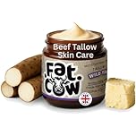 Fat Cow Beef Tallow Cream – Grass-Fed Whipped Tallow Moisturizer with Wild Yam & Jojoba Oil, Fragrance-Free Face & Body Cream for Dry or Sensitive Skin, 60ml