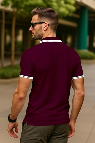 Image of Dagcros Classic Men's Polo T-Shirt with White Trim, Short Sleeve for Mens