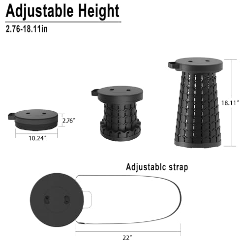 Image of 2026 Upgraded 18.1 inch Portable Folding Stool, Collapsible Stools, 600lbs Max Weight, Lightweight But Sturdy, Telescoping Foldable Camping Stool for Outdoor Fishing Hiking Travel BBQ