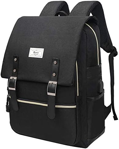 Ronyes Laptop Backpack for Women Unisex Black Backpack for School College 15.6’’ Travel Backpack (AllBlackWithUSB)