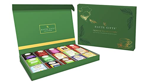 Tea Bags Sampler Assortment Variety Pack Gift Box 45 Count Tea Bags & 10 Honey Sticks - Perfect Variety - English Breakfast, Green, Black, Herbal, Chai Tea And More (Green) #TOP2