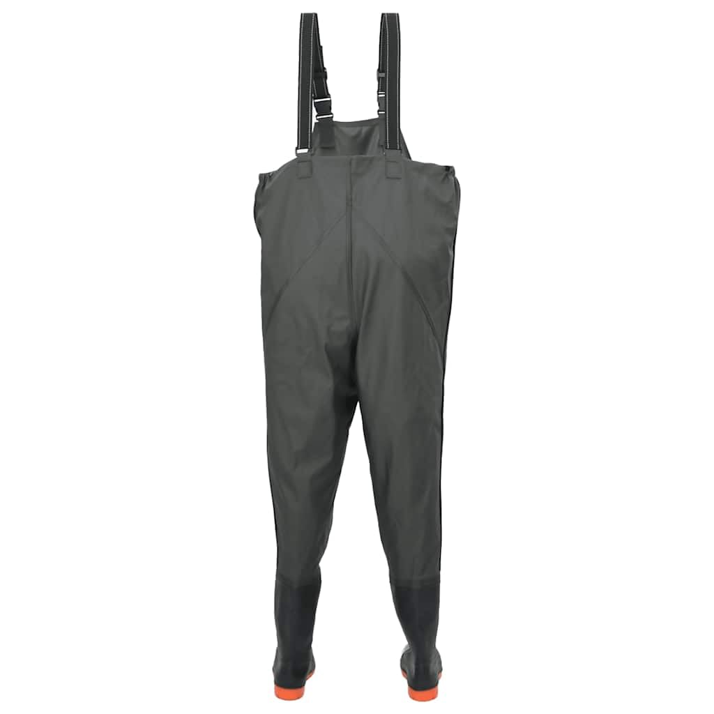 Salopette con stivali in poliestere rivestito in PVC, taglia 38, impermeabili e resistenti, per pesca, caccia, attività all'aperto, bretelle regolabili e stivali in gomma antiscivolo per uomo