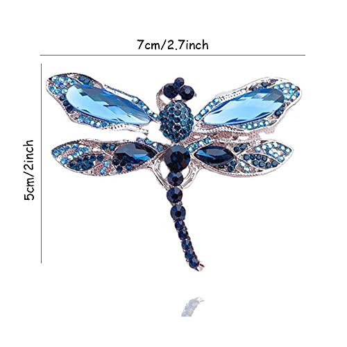 Andy's Orchids Dragonfly Brooches, Rhinestone Crystal Brooch Pins, Vintage Animal Collar Pins for Coat Shirt Suit Jacket, Jewelry Gifts for Men Women, Metal, white sapphire