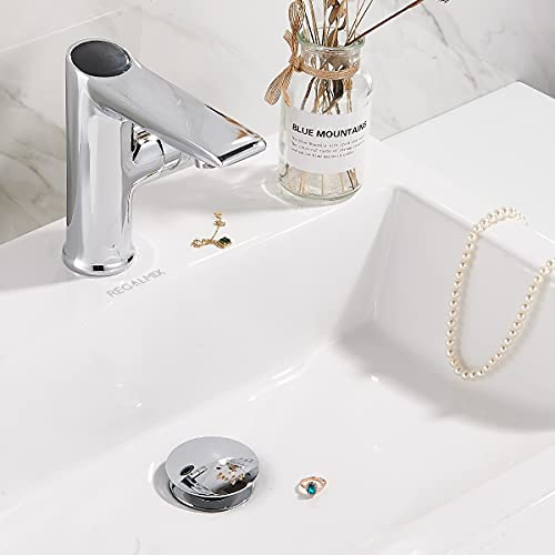 Image of Bathroom Sink Drain, Vessel Sink Pop Up Drain With Detachable Basket Stopper,Anti-Explosion And Anti-Clogging Drain Strainer, Sink Drain Assembly Without Overflow Polished Chrome, REGALMIX RWF082A