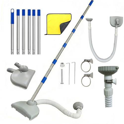 Aspirateur de Piscine avec Tuyau,Nettoyeur de Sol de Piscine avec Tuyau Rétractable 350 cm, Aspirateur de Sol avec Tige Télescopique de 230 cm, pour Piscine,...