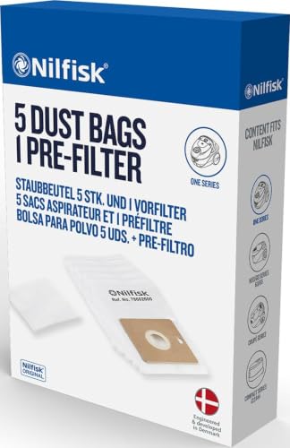 5 Bolsas Aspiradoras Nilfisk One + Pre-filtro - Recambio Original - (78602600)