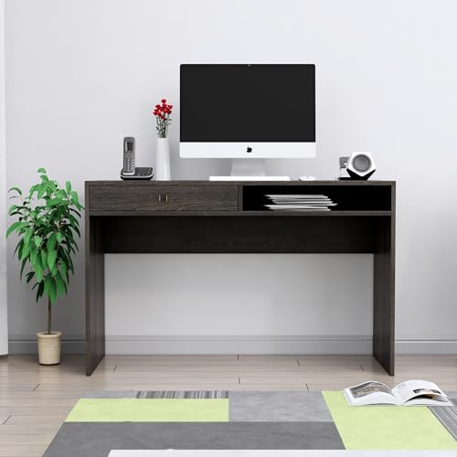 Image of Bniture Wooden Study Table for Home | Engineered Wood Study Table with Storage Shelf & Drawer | Multi Purpose Computer Desk for Writing & Study | Laptop Table for Study Room & Office | Flower Wenge