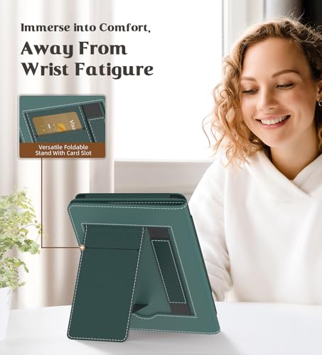 Image of MoKo Case Fits All-New 6 inch E-reader(11th Generation, 2024 /2022)(10 /8th Gen,2019 /2016),Ultra Lightweight PU Shell Cover with Auto Wake /Sleep for Ebook 2024,Not for Kobo Aura 2 /Remarkable, Midnight Green