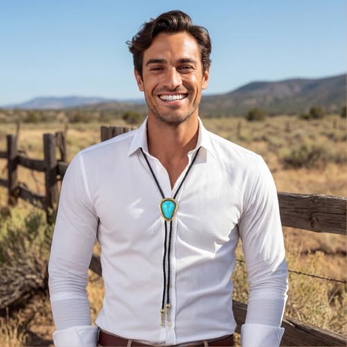 Image of 10 Pcs Bolo Tie for Men Women Western Cowboy Accessories Leather Necktie with Tiger Eye Stone Costume Accessories