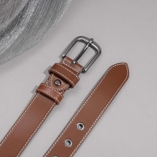 Women Leather Belt for Jeans Pants Dresses Fashion Casual Ladies Waist Belt with Pin Silver Gray Buckle3