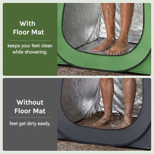 Image of WolfWise PRO Pop Up Shower Tent with Silver Coated, Floor and Rain Fly | Portable Changing Tent with Window & Carry Bag for Camping, Outdoor Privacy Toilet Bathroom with UV Protection, 75 inch /79 inch /83 inchH