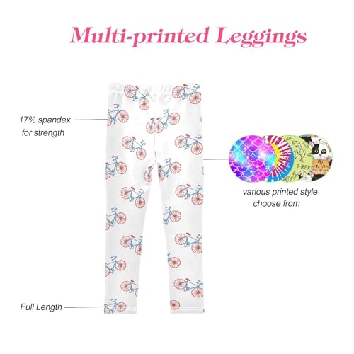 CaTaKu Girls Leggings Bicycles Cute Leggings for Girls Kids Athletic Workout Yoga Pants Size 4-10T4