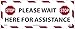 NMC WFS76TX STOP! Please Wait Here for Assistance, Social Distancing Floor Sign, TexWalk Non-Slip Vinyl, 7.625x19.625, ATM Social Distancing