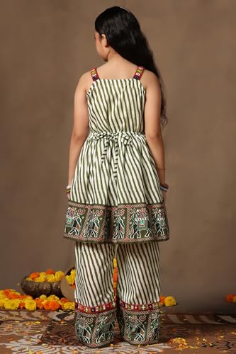 Image of Fashion Dream Girls Cotton Blend Printed Crop Top and Dhoti Set |Kids Ethnic Set |Suit for girls