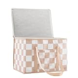 Ohocut Checkered Cooler Bag, Large 40L Foldable Insulated Grocery Shopping Bag, Checkerboard Cool Insulated Food Delivery Bag for Picnic, Camping, Travel