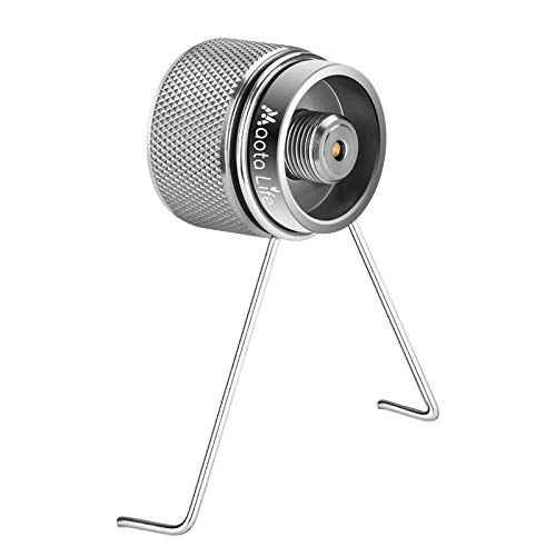 Maotalife Camping Stove Adapter – 1Lb Propane Small Tank Input And En417 Lindal Valve Output Propane Canister Converter – Premium Quality Durable Construction – Detachable Stand Included #TOP3