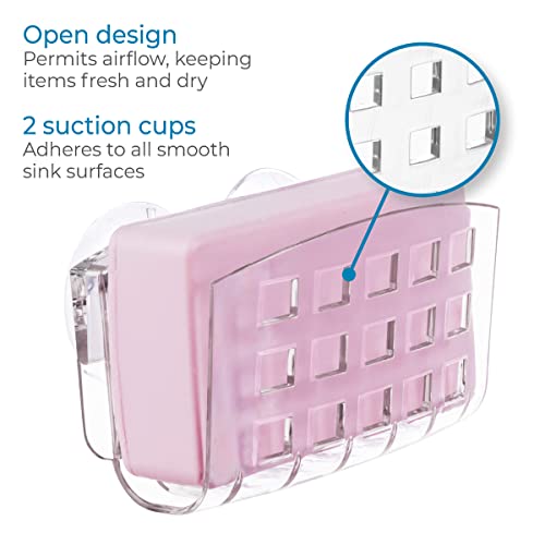 Porte-savon et éponge transparent à ventouses pour libérer votre évier - 5