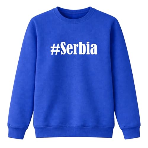 Sweat hashtag Serbie bleu imprimé pour les sorties décontractées en famille