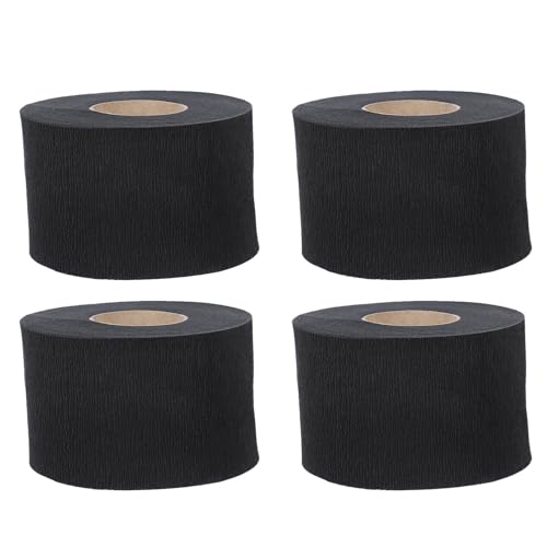 FONDOTIN 4 rollos Tiras de Papel para Cuello Barbero Negras Bandas Elásticas Desechables Protección Flexible para Peluquería Absorbentes y Resistentes al Agua