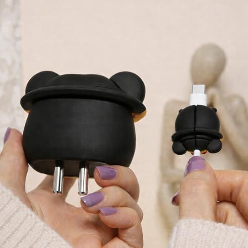 Image of iPhone Charger Case Cover with Funny Micky Mouse Design | Soft Silicone, 360 Full Protection, Charger Adapter Cover, For 18W-20W Charger
