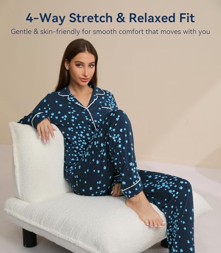 Image of WiWi Viscose from Bamboo Women's Pajamas Set Super Soft Button Down Top and Pants Sleepwear Cooling Pjs S-3X