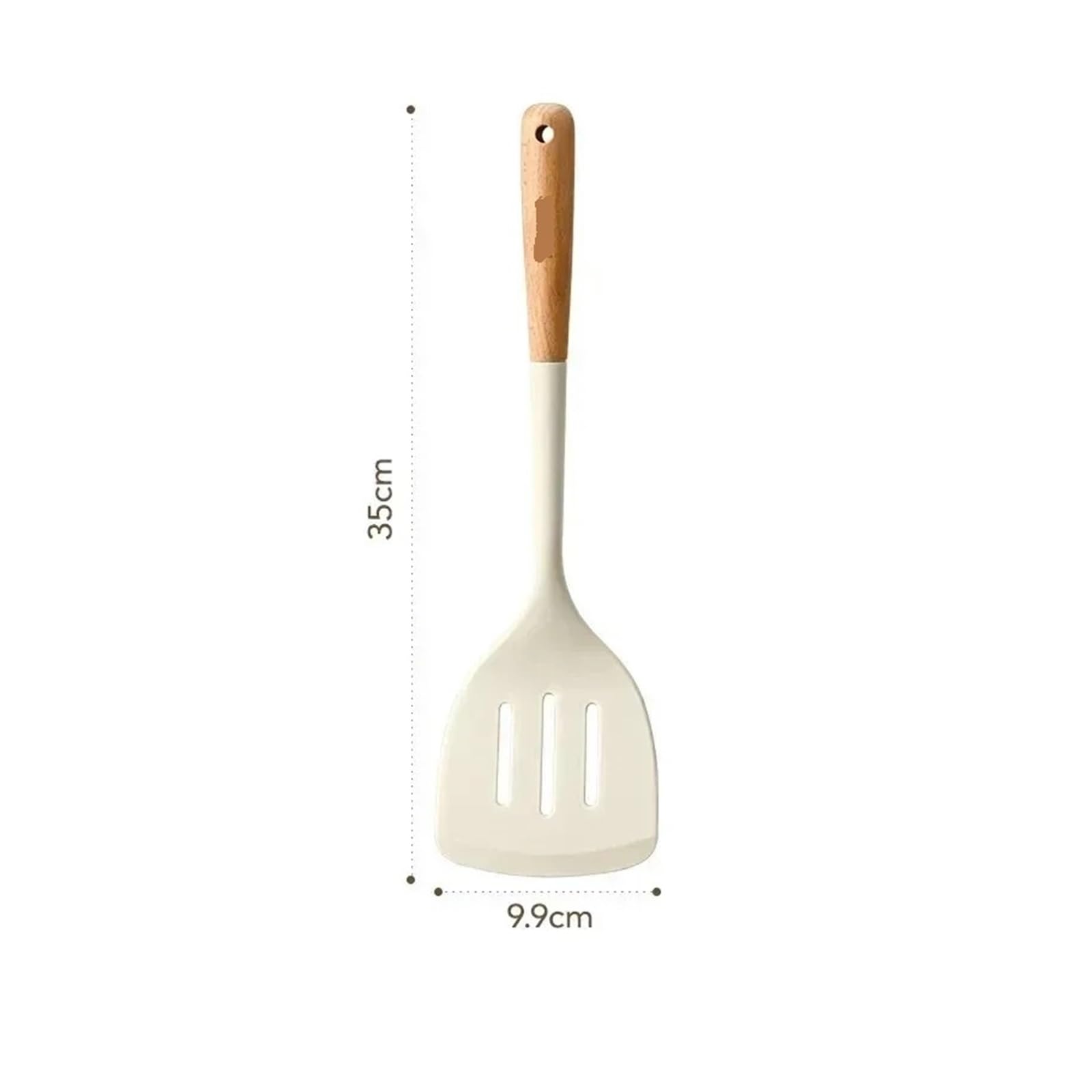 Ensemble d'ustensiles de cuisine durables avec manche en bois dur, cuillère, tamis et spatule(4PCS)