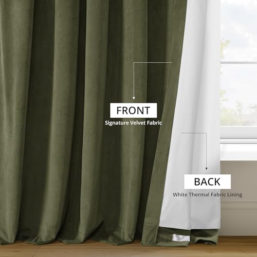 HPD Half Price Drapes Signature Blackout Velvet Curtains 84 Inches Long Heat & Full Light Blocking Blackout Curtain for Bedroom (1 Panel), 50W x 84L, Hunter Green - Image 9