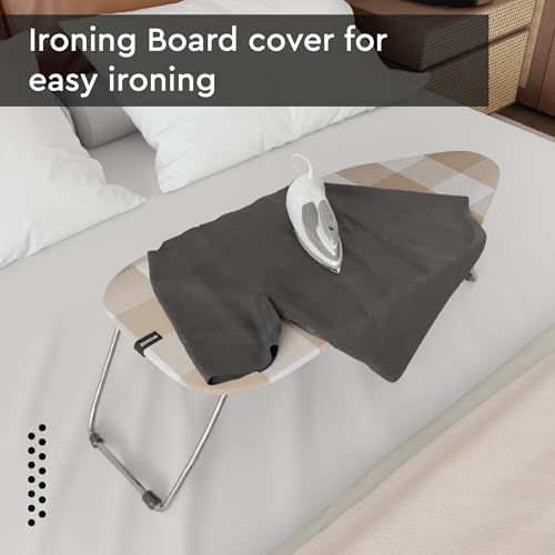 Image of Encasa XO Ironing Board Covers and Pad - 72x30 cm Fits Mini Iron Boards, Thick 4mm Felt, Elasticated Fit, Heat & Scorch-Resistant, Elastic Bungee Cord Tightening & Lock Buffalo Beige