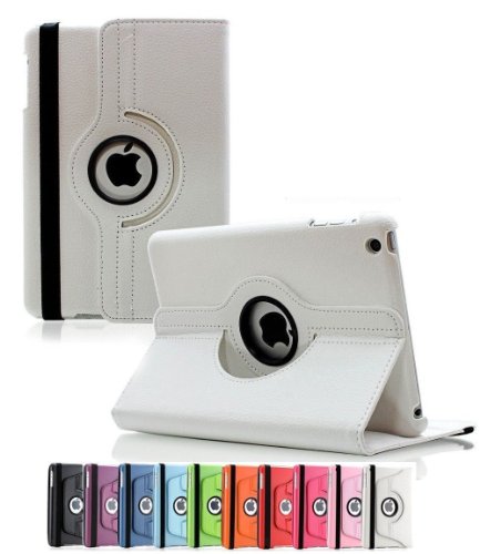 ShopNY Case - Apple iPad Air Case - 360 Degree Rotating Stand Case Cover with Auto Sleep / Wake Feature for iPad Air / iPad 5 (5th Generation) (White)