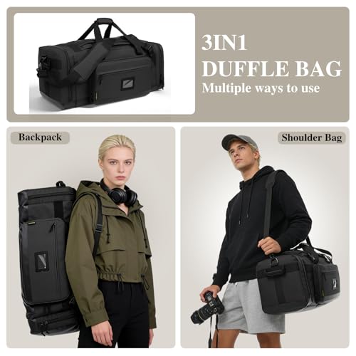 Duffel Bag for Travel, Large Gym Bags for Men Weekend Bag for Women Duffle Backpacks Carry on Sports with Padded Straps — view 4